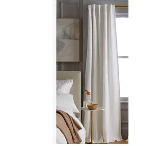 Quince European Linen Room Darkening Curtain White 48 x 84" NIP 1 Panel